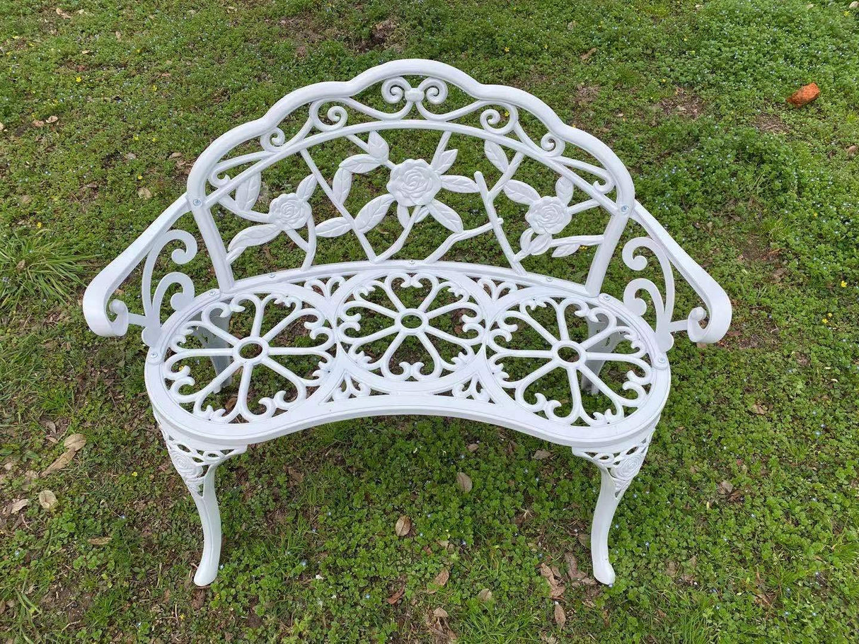 Patio Balcony Bench Double Seat, Anti-Rust Cast Aluminum Patio Garden Bench