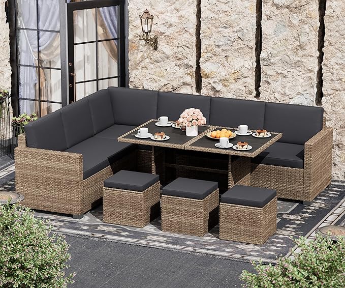 7 Piece Patio Furniture Set, Outdoor Furniture Patio Sectional Sofa