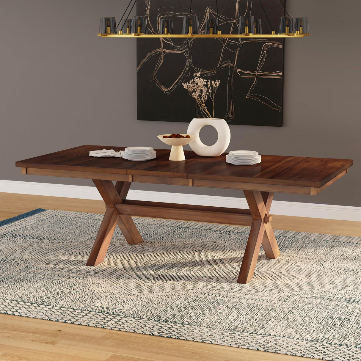 Kraven Dining Table - Dark Hazelnut Finish