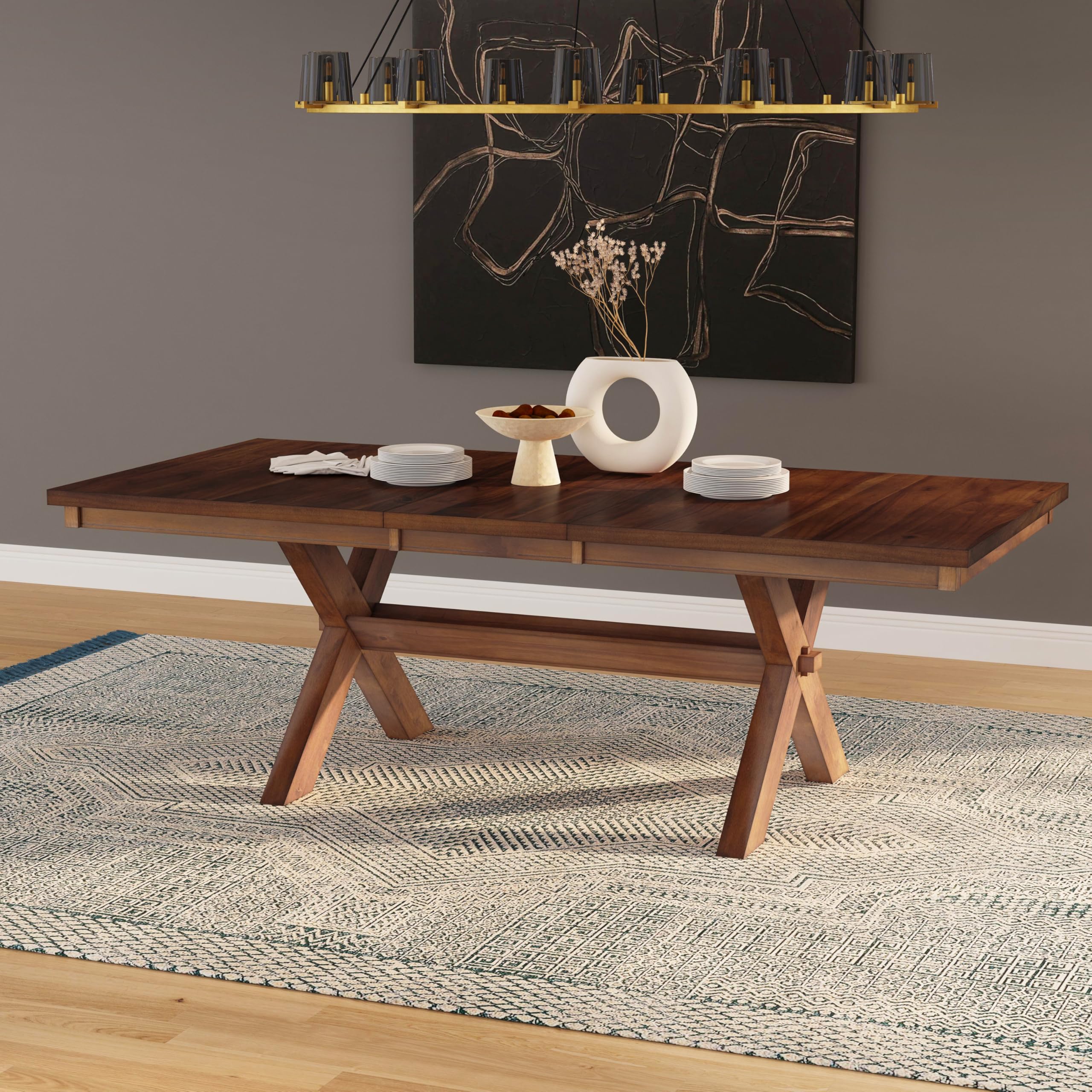 Kraven Dining Table, Dark Hazelnut Finish