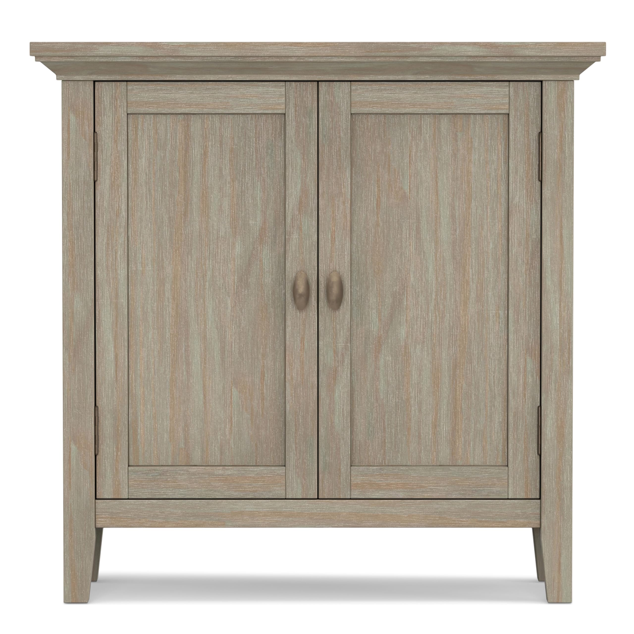 Redmond SOLID WOOD 32 inch Wide Transitional Low Storage Cabinet in Distressed Grey