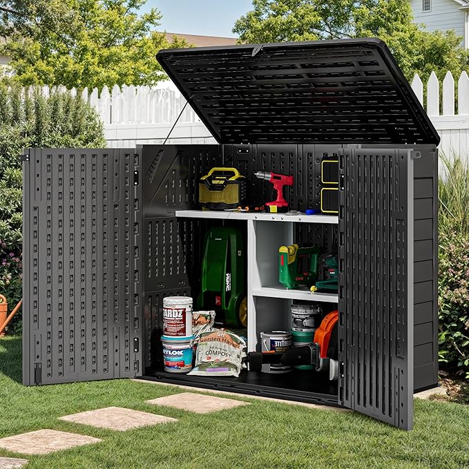 Outdoor Storage Shed w/o Shelf, 30 cu ft Horizontal Storage Shed Outdoor