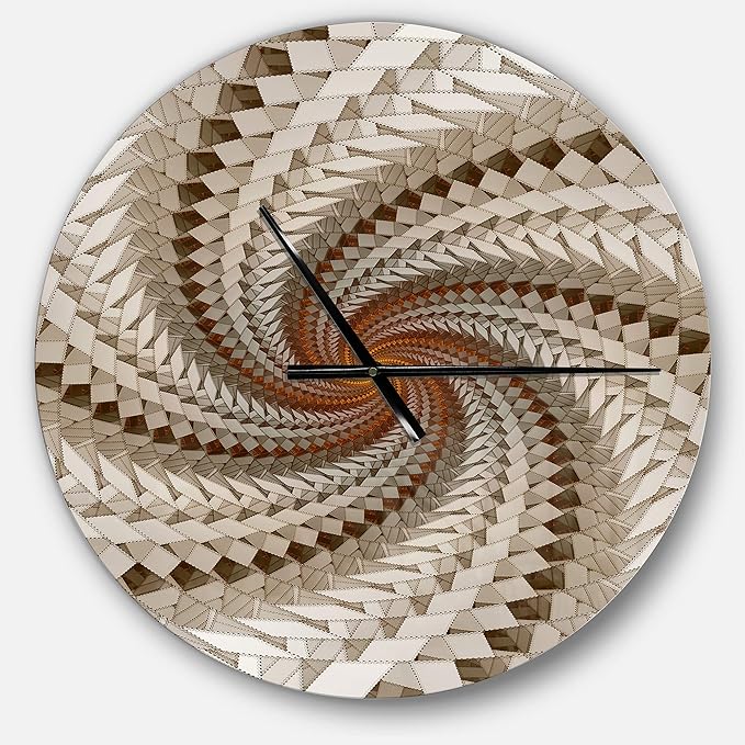 'White Fractal Spiral Pattern' Oversized Modern Metal Clock Large Wall Clock