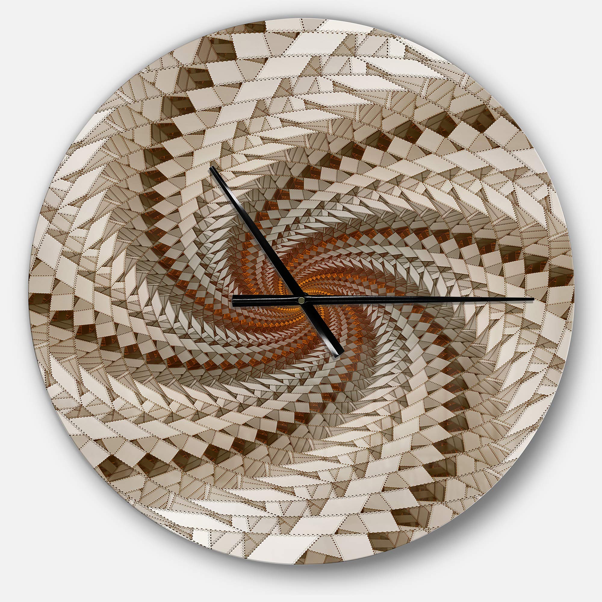 'White Fractal Spiral Pattern' Oversized Modern Metal Clock Large Wall Clock