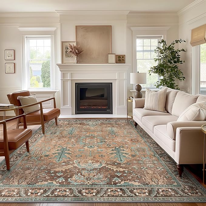 8x10 Area Rugs for Living Room, Machine Washable Rug Lightweight Low Pile