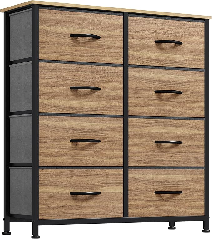 Bedroom, Fabric Dresser with 8 Drawers,Tall Dresser,Chest of Drawers for Closet