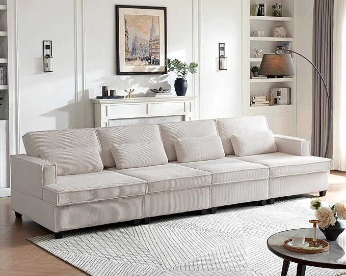 75" Oversized Loveseat Sofa with Adjustable Seat Depth - Comfy Corduroy Couch