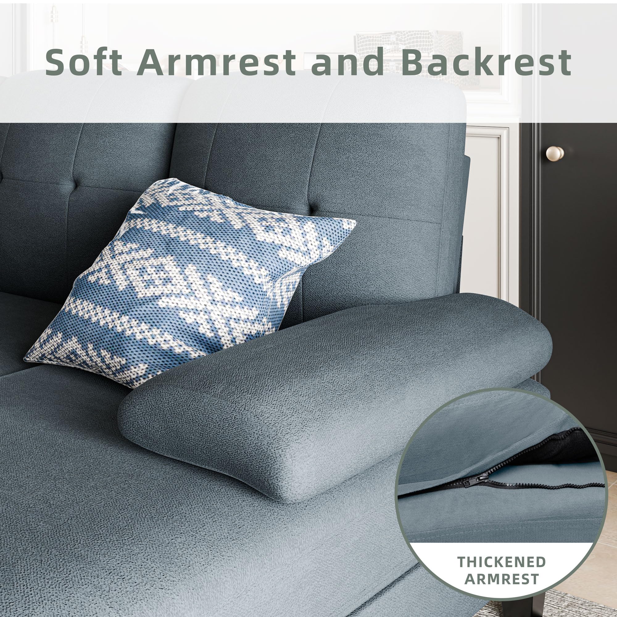 Sectional Sofa Couch, U-Shaped Sofa Couch with Double Chaise, 4-Seat Sleeper Sofa