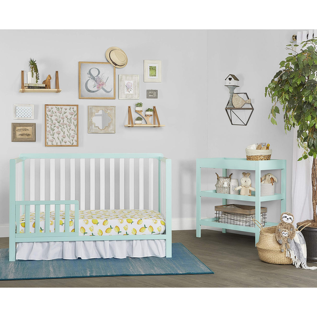 Ridgefield 5-in-1 Convertible Crib in Mint & White, Greenguard Gold Certified