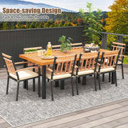 9 Pieces Patio Dining Set, Outdoor Acacia Wood Table and Chairs
