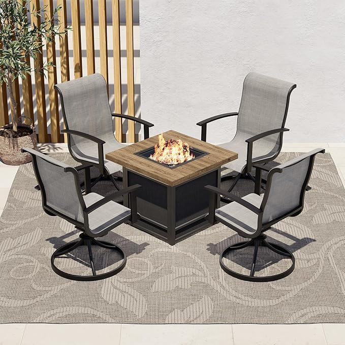 5-Piece Outdoor Furniture Conversation Sets with 32 Inch CSA Approved 40000 BTU Heat