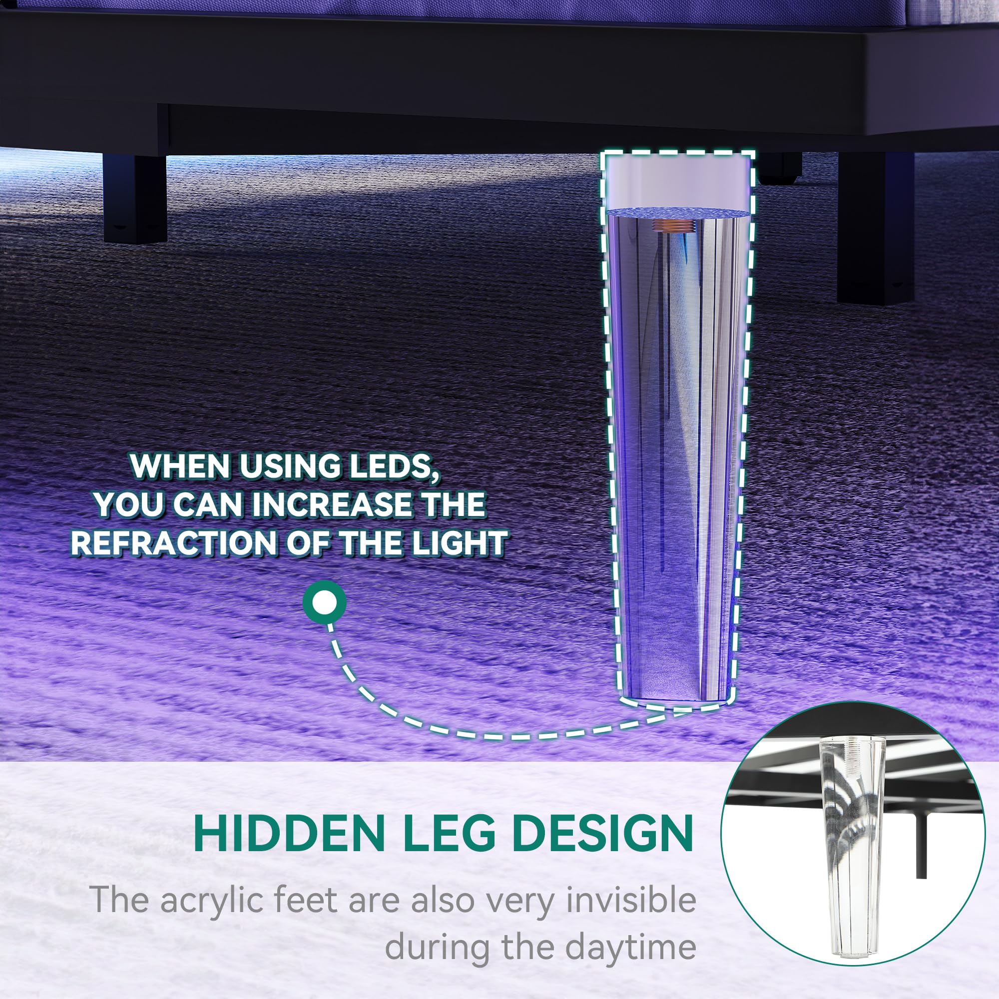 YITAHOME Queen Size Floating Bed Frame with RGB LED Lights Storage Headboard, Upholstered Platform Bed with USB-C/A Charging Station, No Box Spring Required, Light Gray (Beige)