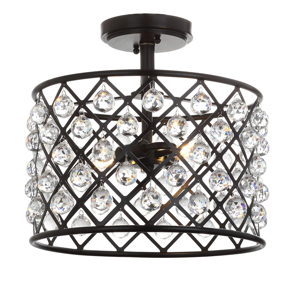 Gabrielle 14.5" Crystal/Metal LED Semi-Flush Mount, Contemporary,Transitional,Glam