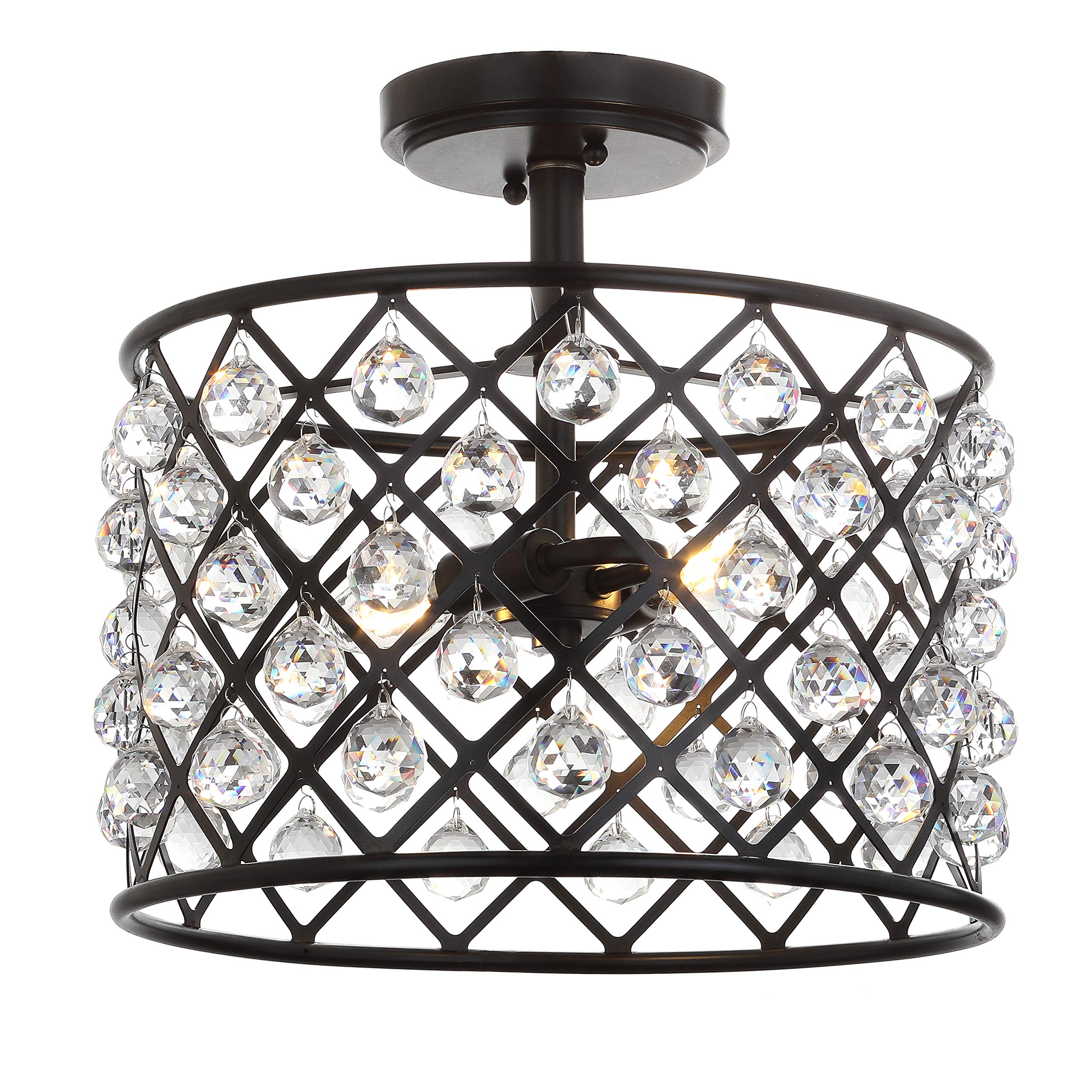 Gabrielle 14.5" Crystal/Metal LED Semi-Flush Mount, Contemporary,Transitional,Glam
