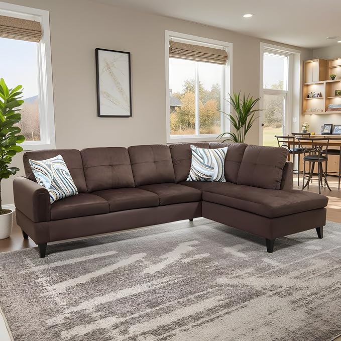 Couch 2 Pieces Sofa with Left Chaise Linen L Shaped Cloud Couch for Living Room