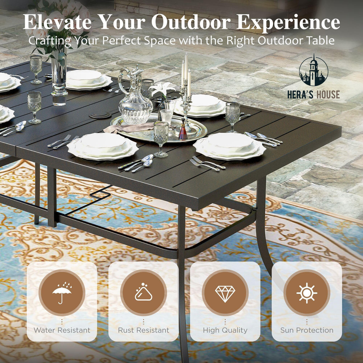 7 Pieces Patio Table and Chairs Set, Outdoor Dining Set for 7