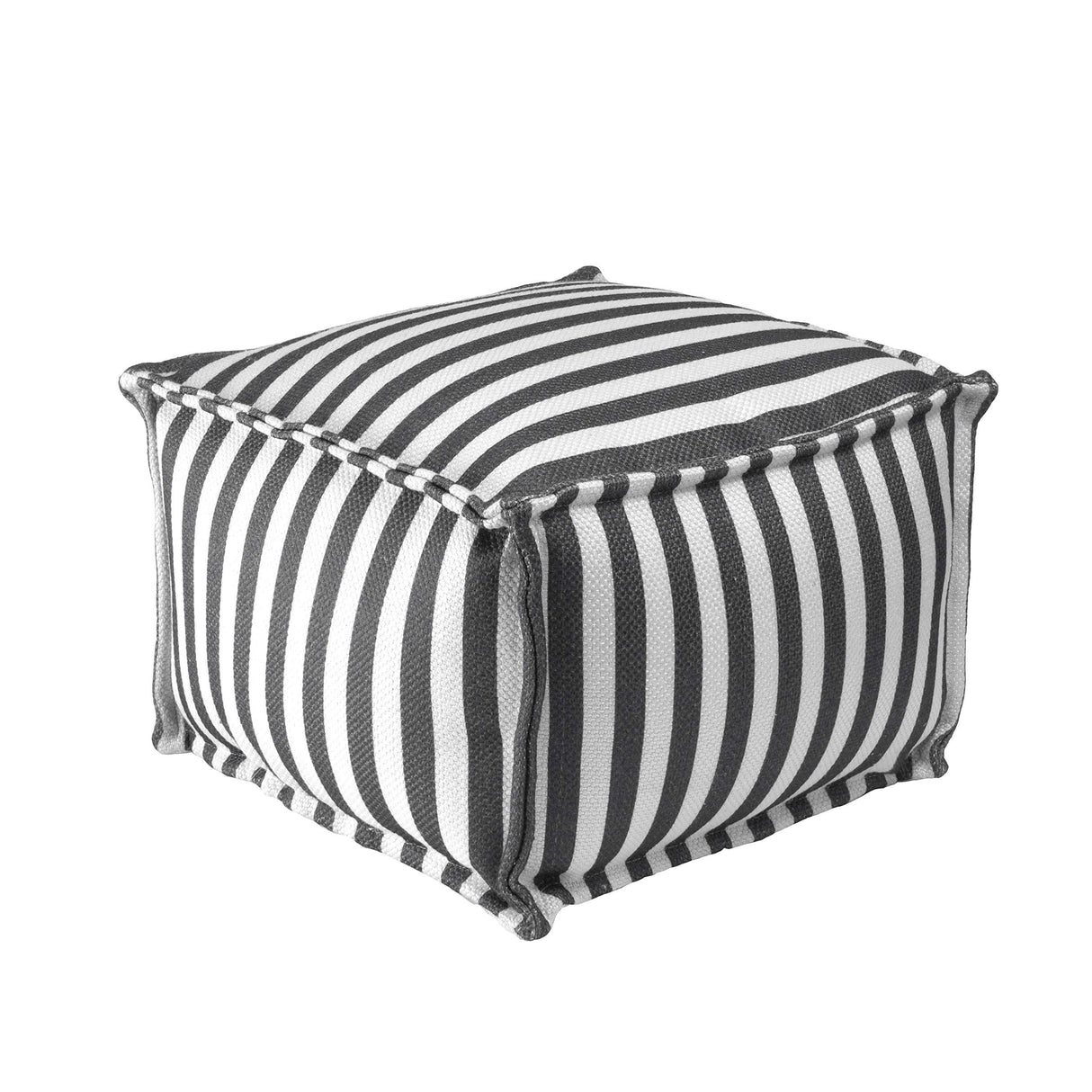 Porto Striped Indoor/Outdoor Ottoman Pouf Grey 14" x 20" x 20"