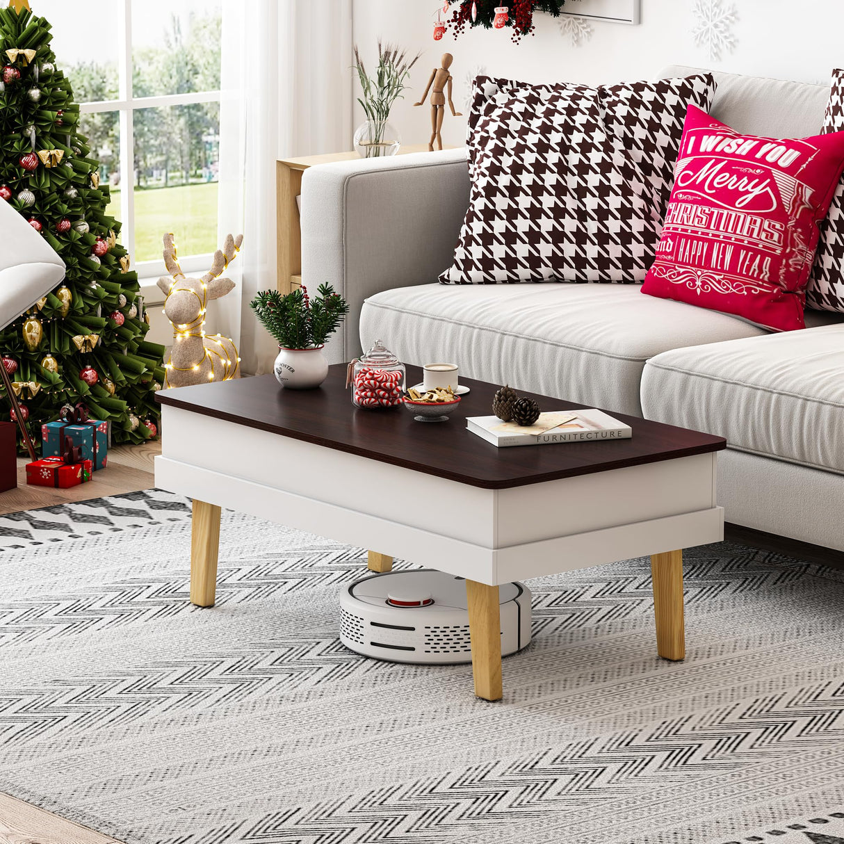 Lift Top Coffee Table, Easy-to-Assembly Coffee Table with Large Hidden Storage Compartment