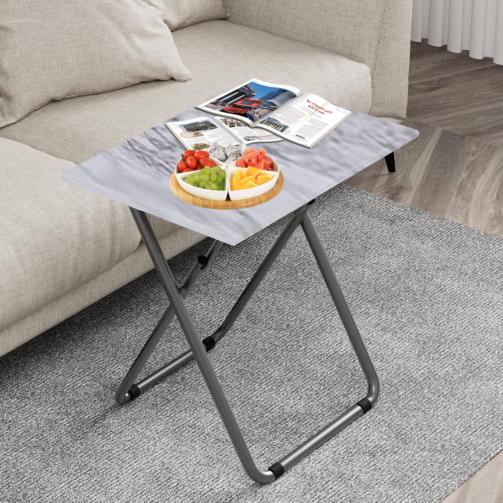VersaMarble Multi-Color Folding Tray Table - Portable Snack & TV Table