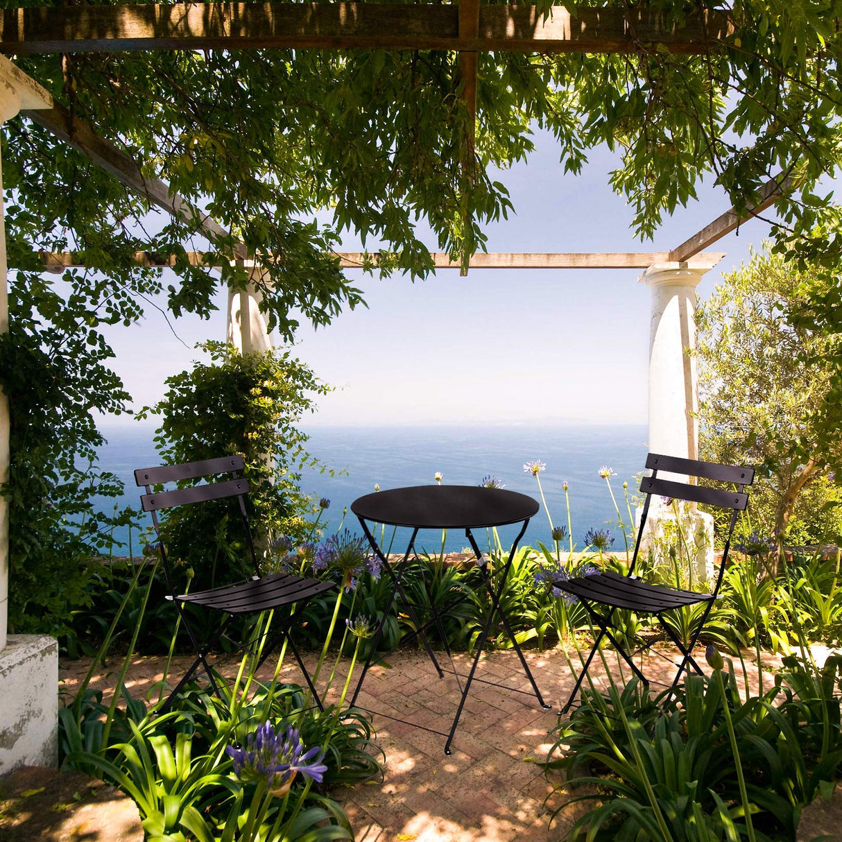 Premium Frame Patio Bistro Set, Folding Outdoor Patio Furniture Sets, 3-Piece Patio Set