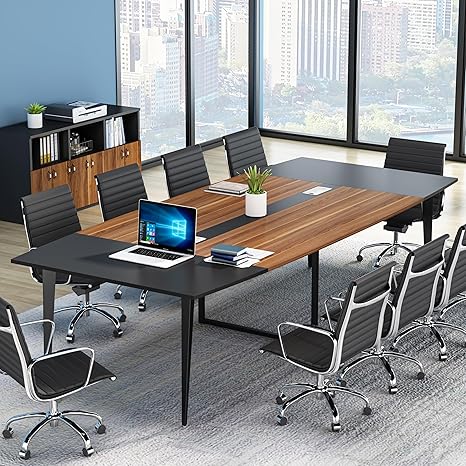 Conference Table, 70.86L x 35.43W x 29.52H Inches Boat Shaped Meeting Table, Modern