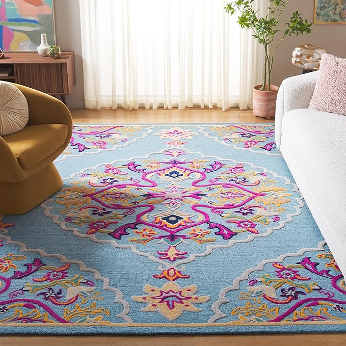 Bellagio Collection 8' x 10' Light Blue/Multi BLG605B Handmade Medallion Premium