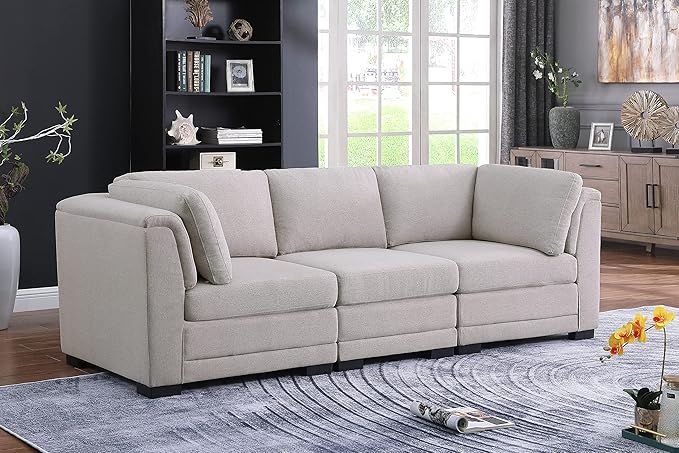 Modular Sectional Sofa with Ottoman, Reversible L-Shaped Couch W/Removable Cushions