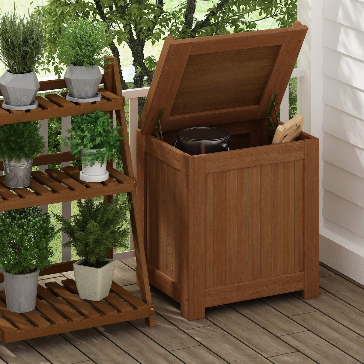 Tioman Outdoor Hardwood Storage Box, Natural