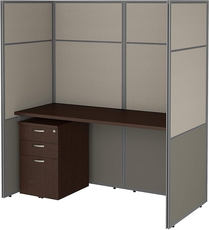 Furniture Easy Office Cubicle Desk with File Cabinet and 66H Closed Panels Workstation