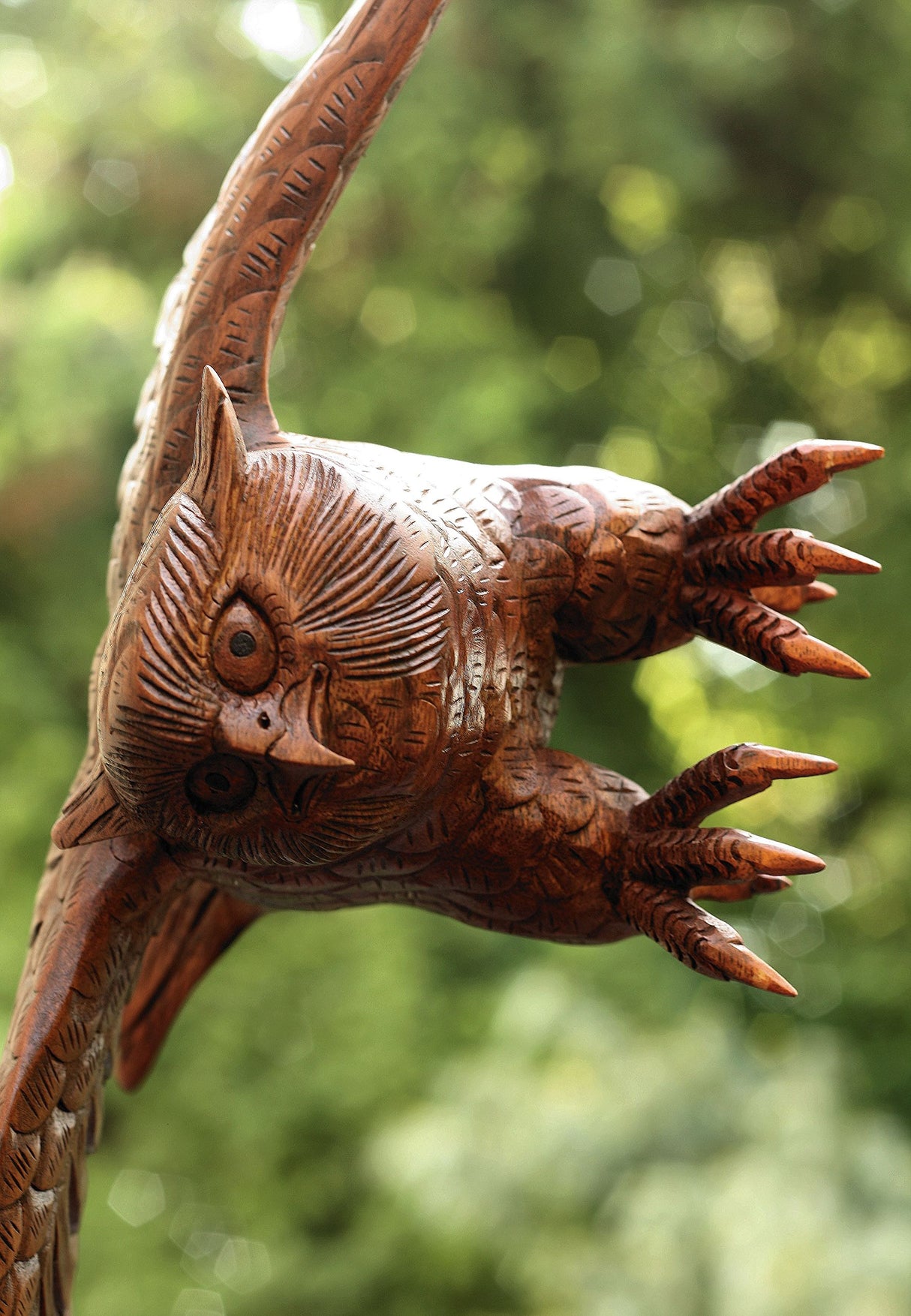 Extra Large Huge 20" Hand Carved Flying Wooden Owl Statue Figurine