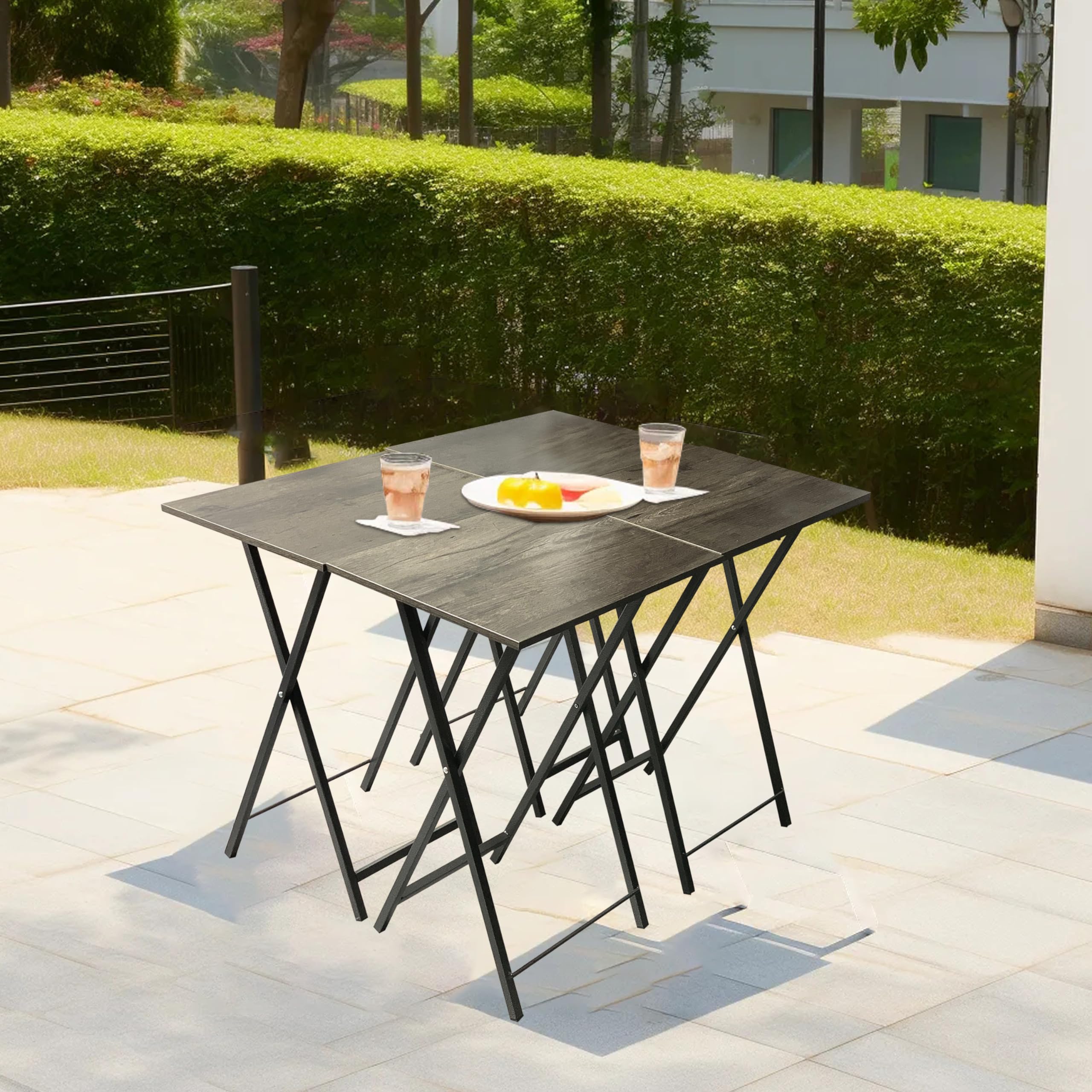 RusticX Industrial Folding Tray Table Set – TV Dinner Tables for Compact Living