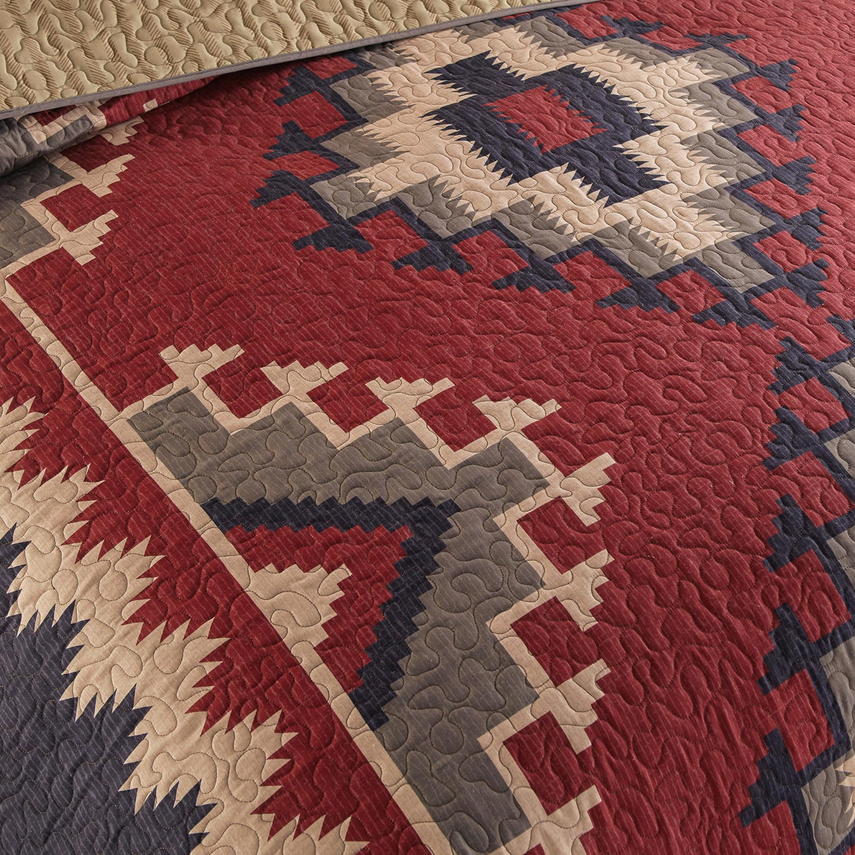 Set - 4 Piece - Mojave Southwest Quilt Set with Queen Quilt, Two Standard Pillow Shams and One Decorative Pillow - Machine Washable