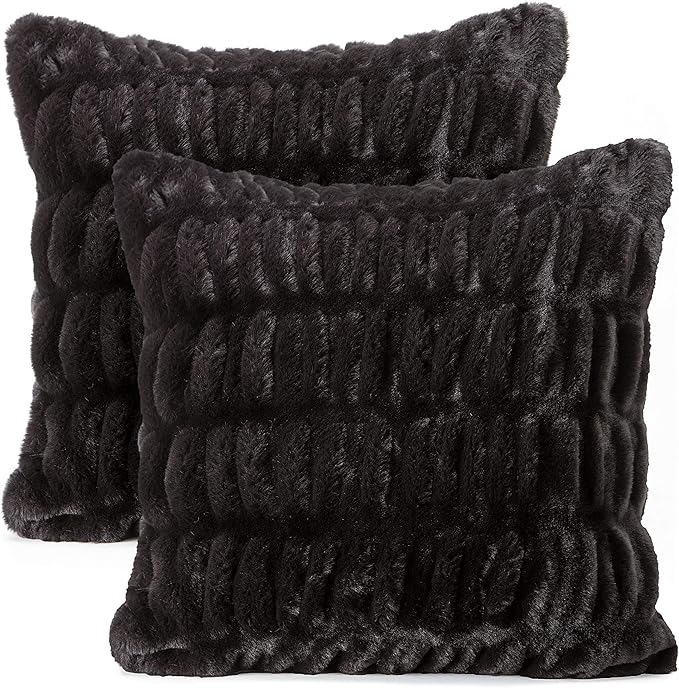 Premium Ruched Throw Pillow Covers - Plush, Faux Fur Pillow Covers - Great