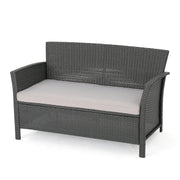 Louisa Outdoor Wicker Loveseat, Silver, Gray/Light Gray