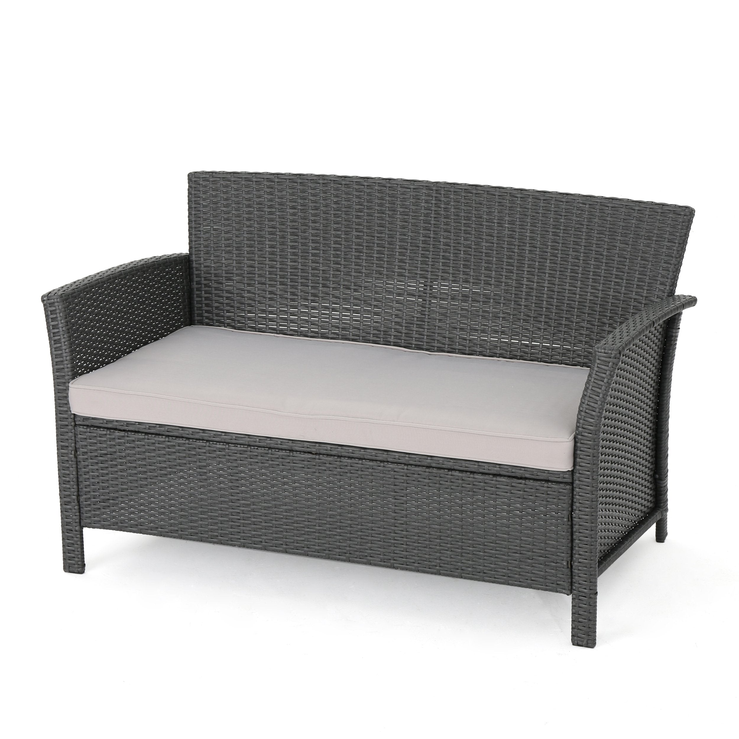 Louisa Outdoor Wicker Loveseat, Silver, Gray/Light Gray
