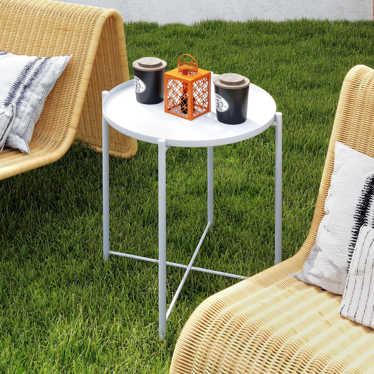 Tray Metal End Table, Sofa Table Small Round Side Tables