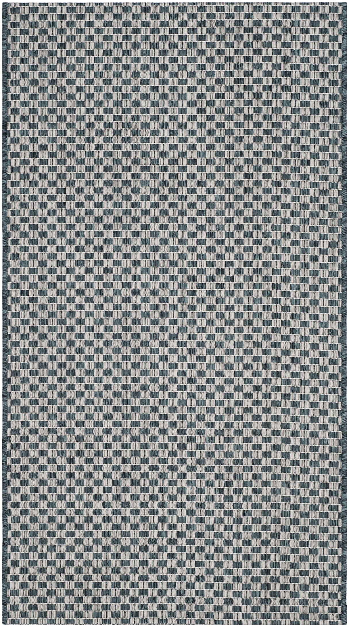 Courtyard Collection 2'7' x 5' Turquoise / Light Grey CY8653 Indoor/ Outdoor Patio