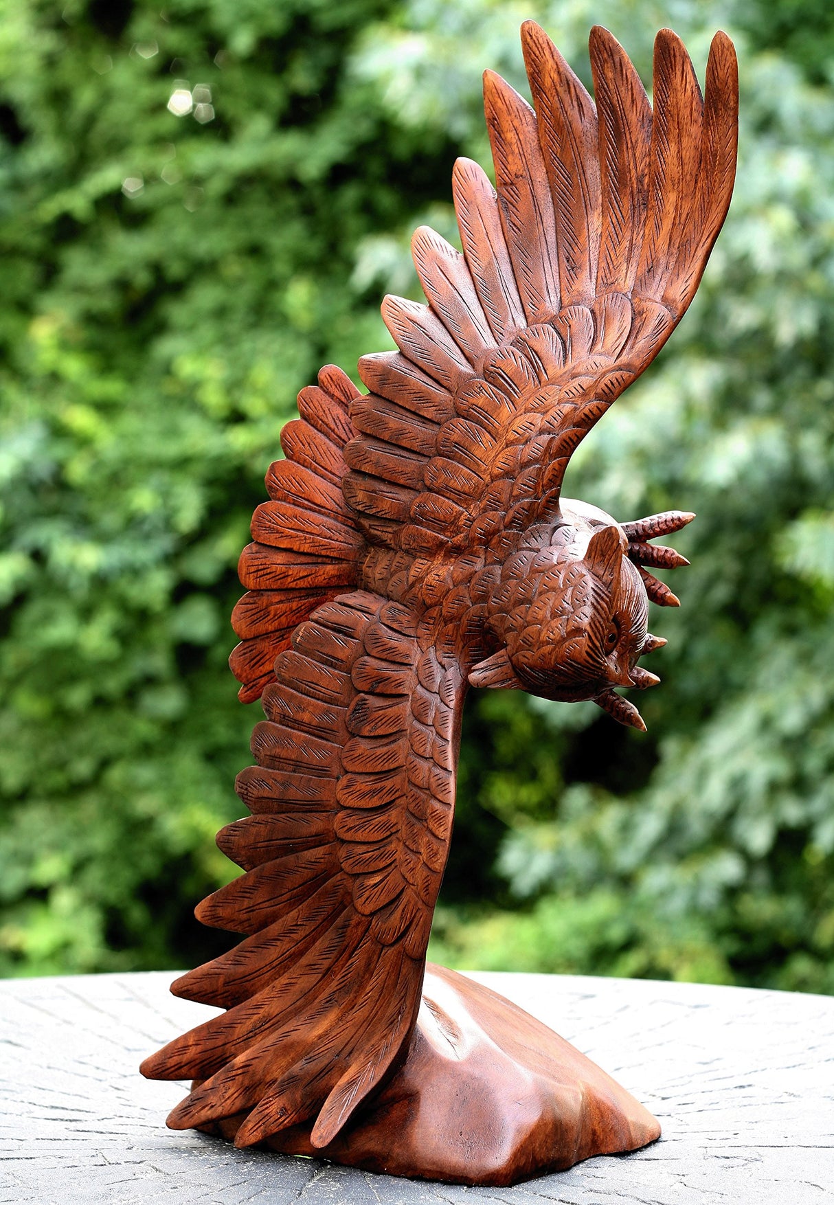 Extra Large Huge 20" Hand Carved Flying Wooden Owl Statue Figurine