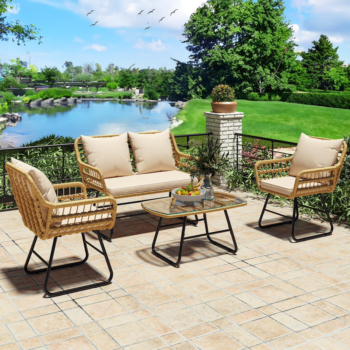 Patio Furniture Wicker Outdoor Bistro Set