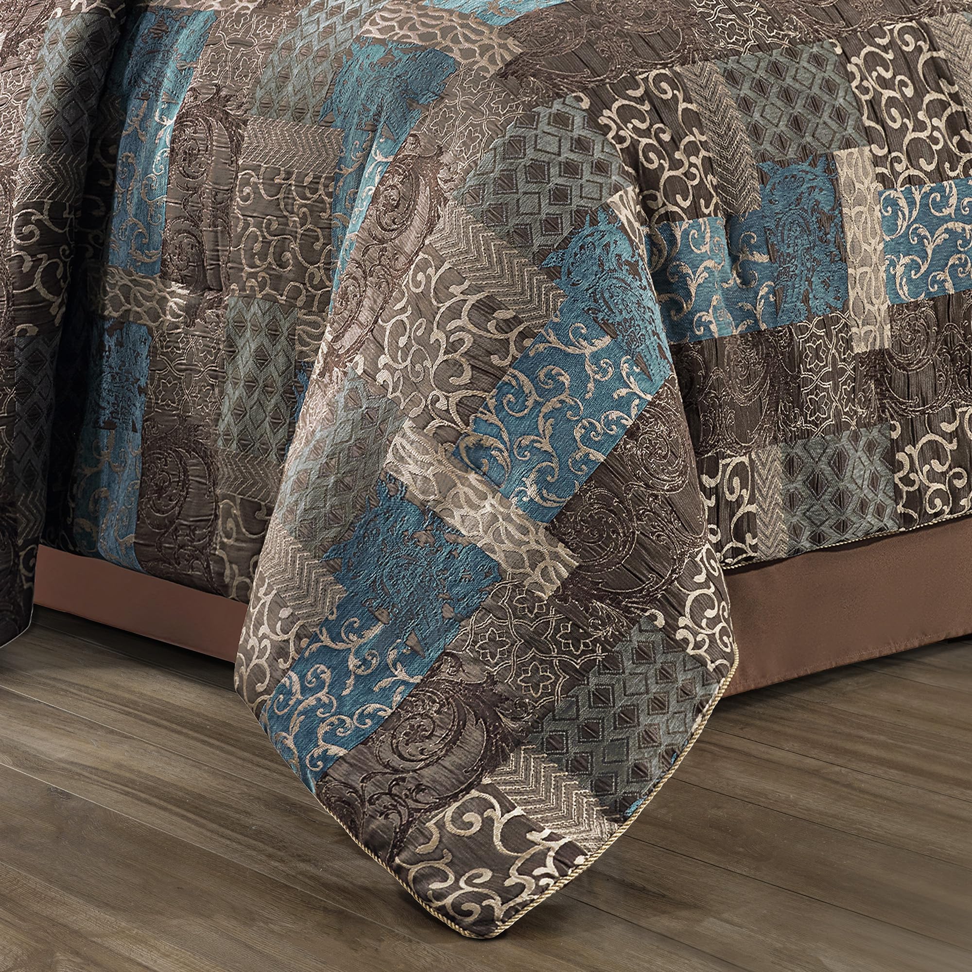 Piece Jacquard Comforter Set King, Vintage Traditional Patchwork Comforter King Sets