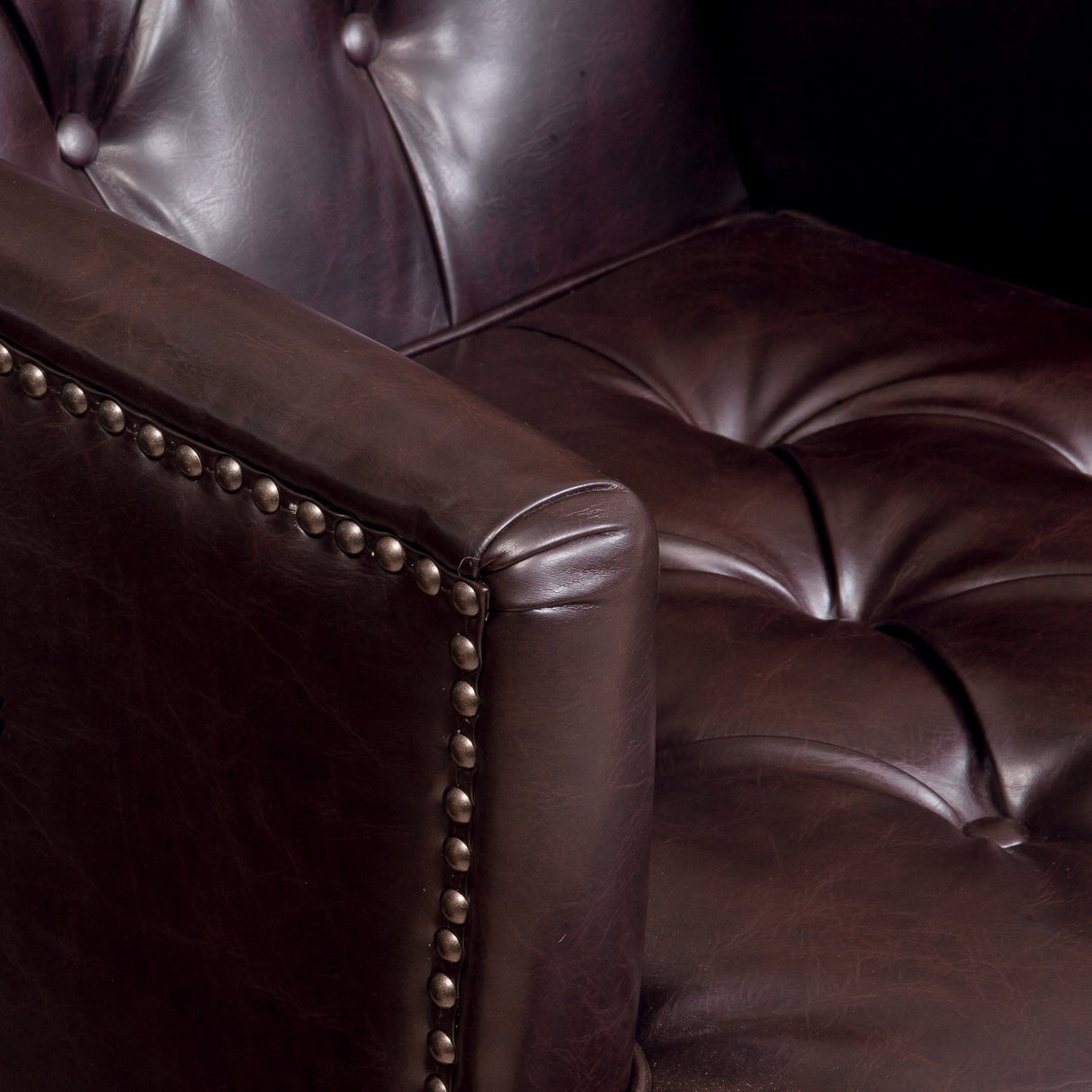 Malone Leather Club Chair, Brown 28D x 29.5W x 33.5H Inch