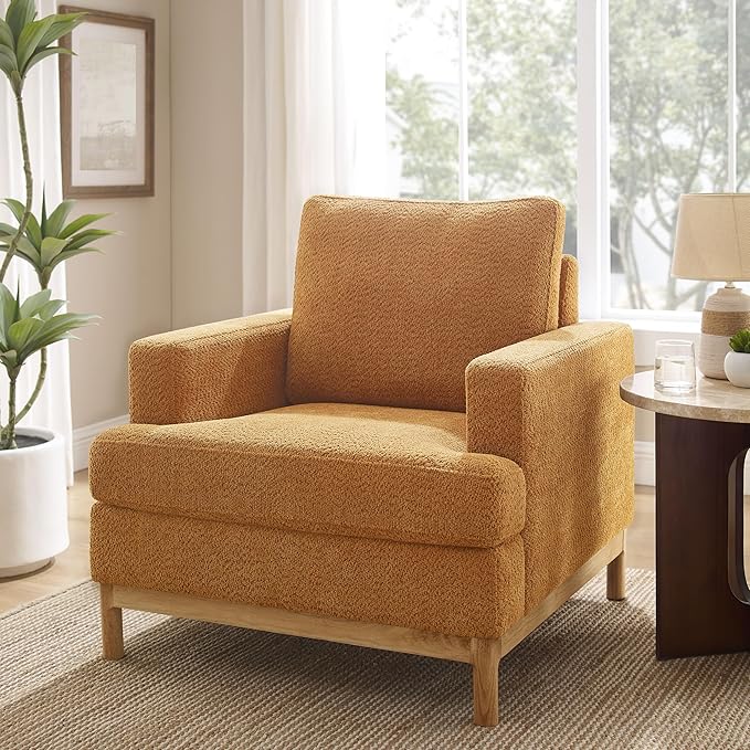 Oversized Accent Chair, Mid Century Modern Upholstered Armchair for Living Room