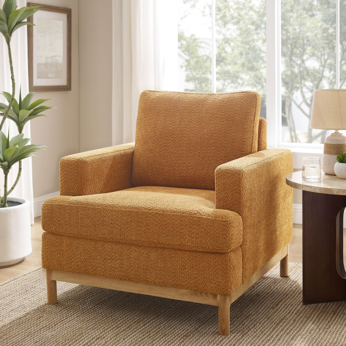 Oversized Accent Chair, Mid Century Modern Upholstered Armchair for Living Room