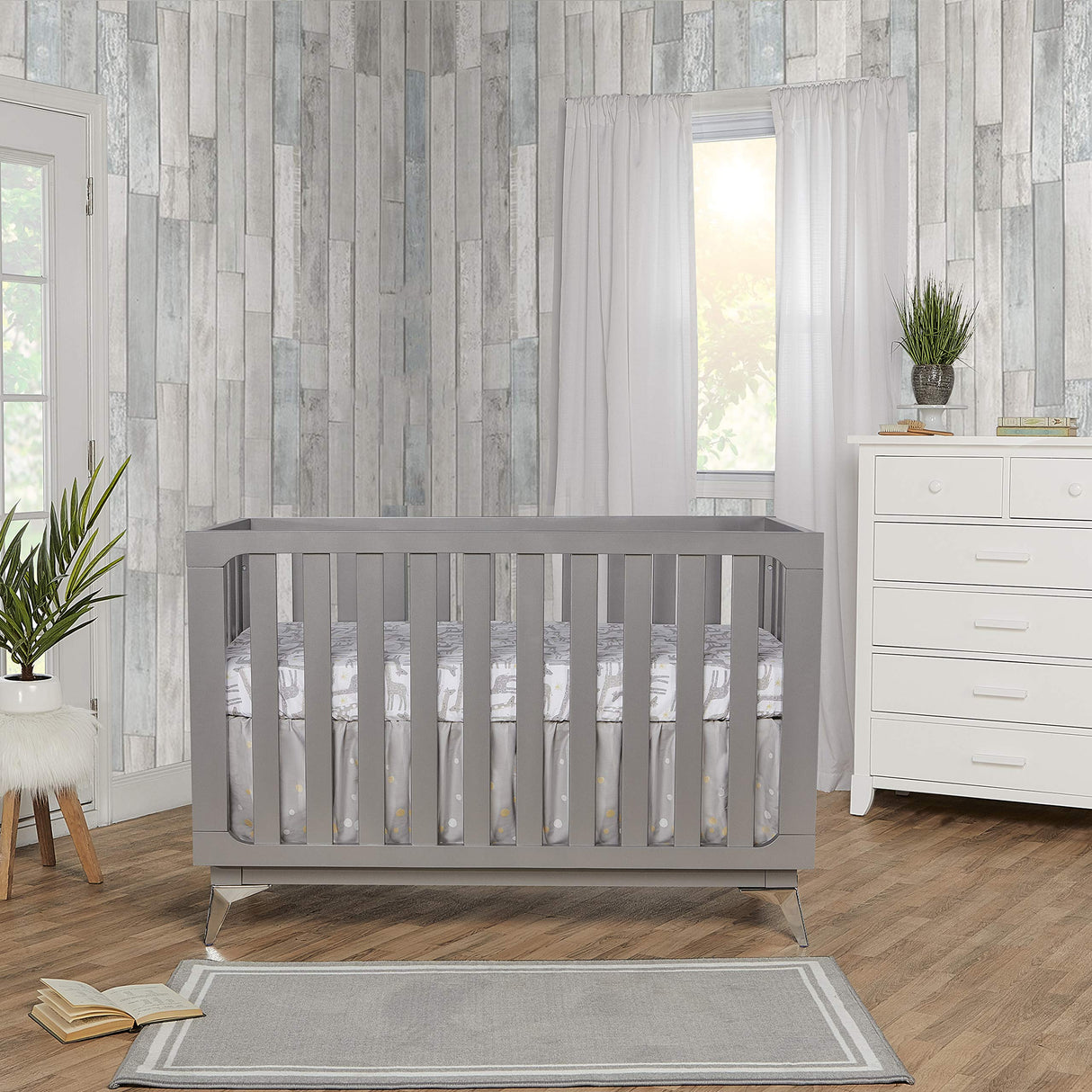 Harper 4-In-1 Convertible Crib In Storm Grey, Greenguard Gold & JPMA Certified, 3 Mattress Height Settings