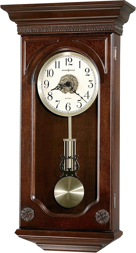 Jasmine Wall Clock 625-384 – Hampton Cherry with Quartz, Dual-Chime Movement