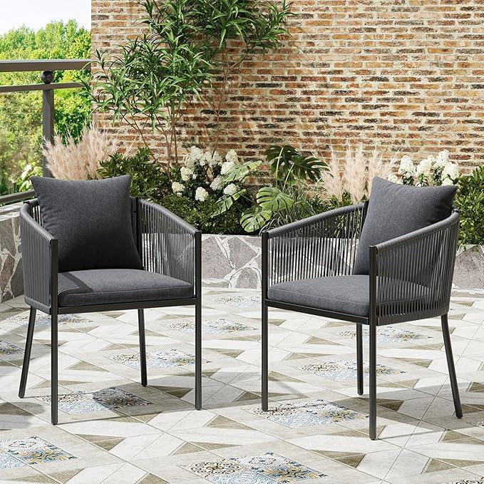 5 Pieces Outdoor Dining Set for 4, Patio Table and Chairs Set 4 X Rattan Wicker Patio Chair