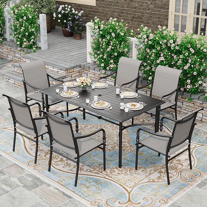 7-Piece Outdoor Dining Set, Patio Dining Furniture Set for 6