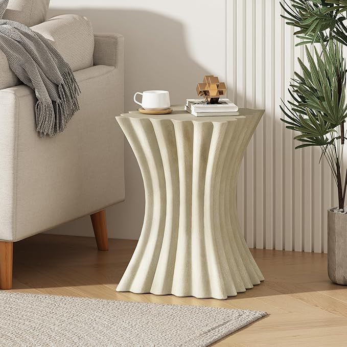 Outdoor Side Table,Hexagonal Archaistic End Table,Decorative Accent Table