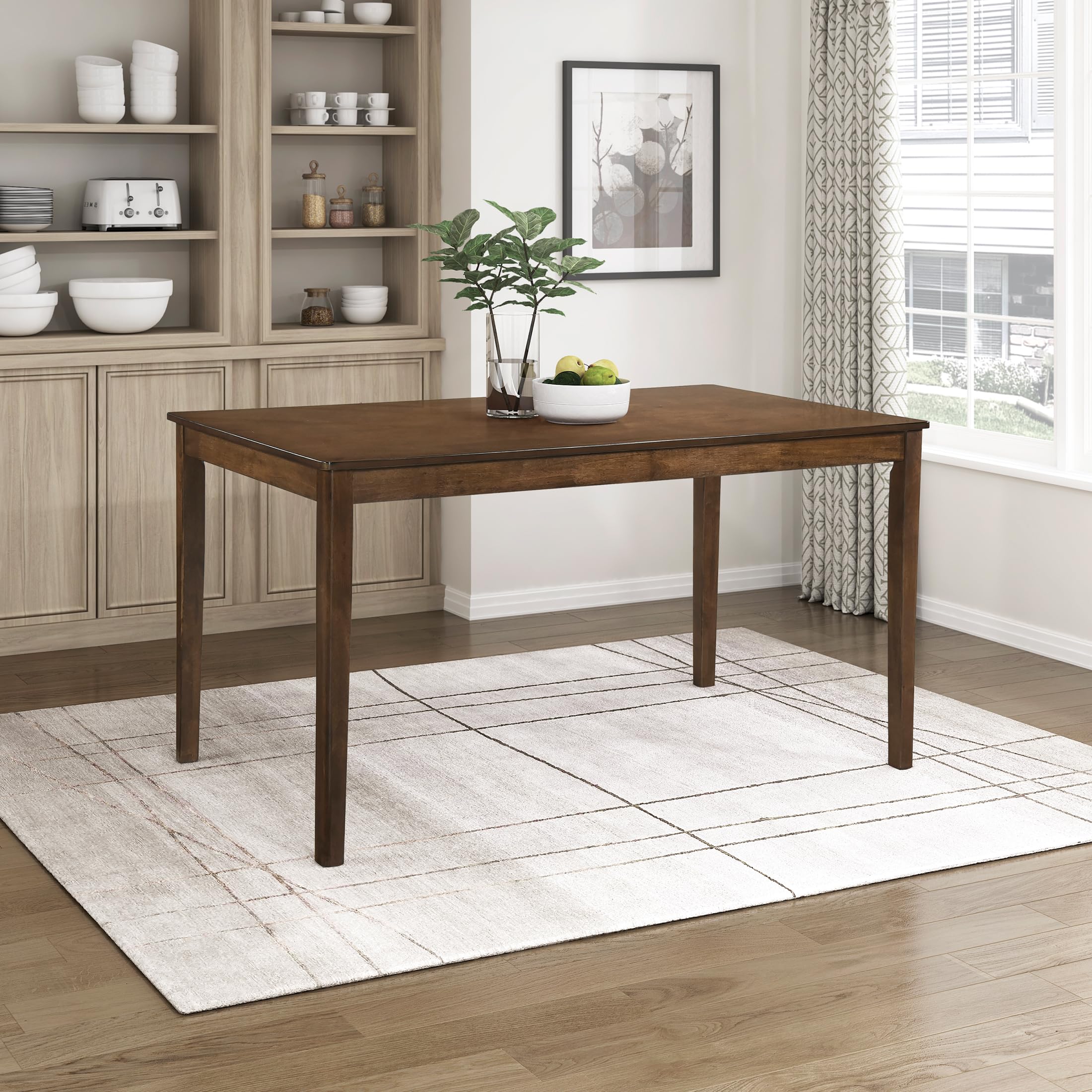 55.5" Dining Table for 4, Modern Rectangular Dining Room Table, Wood Dining Table