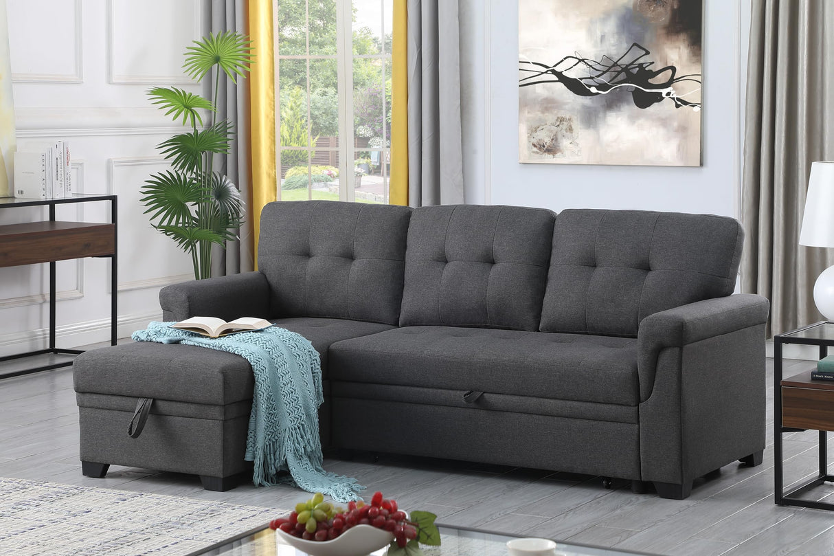 84 Inch Sofa with Tufted Seat & Back Cushion,Solid Wood Frame Dsign, Linen Reversible